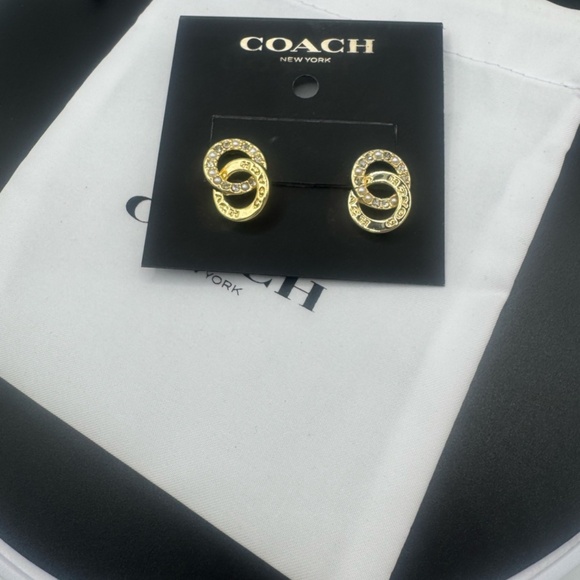 NWT Coach Interlocking earrings w/ Dustbag - Picture 2 of 3